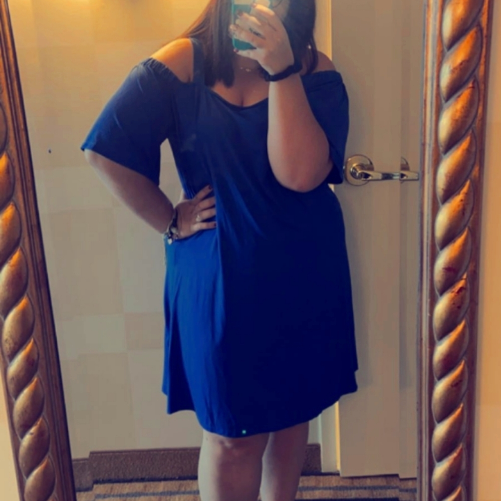 Off the shoulder blue dress